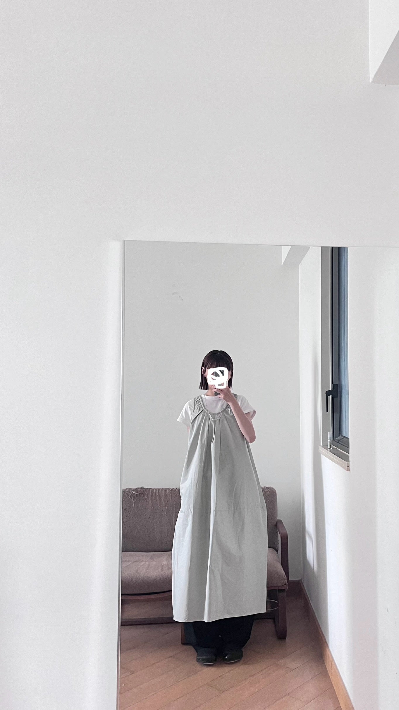 petal neck gathered dress in grey (pre-order)