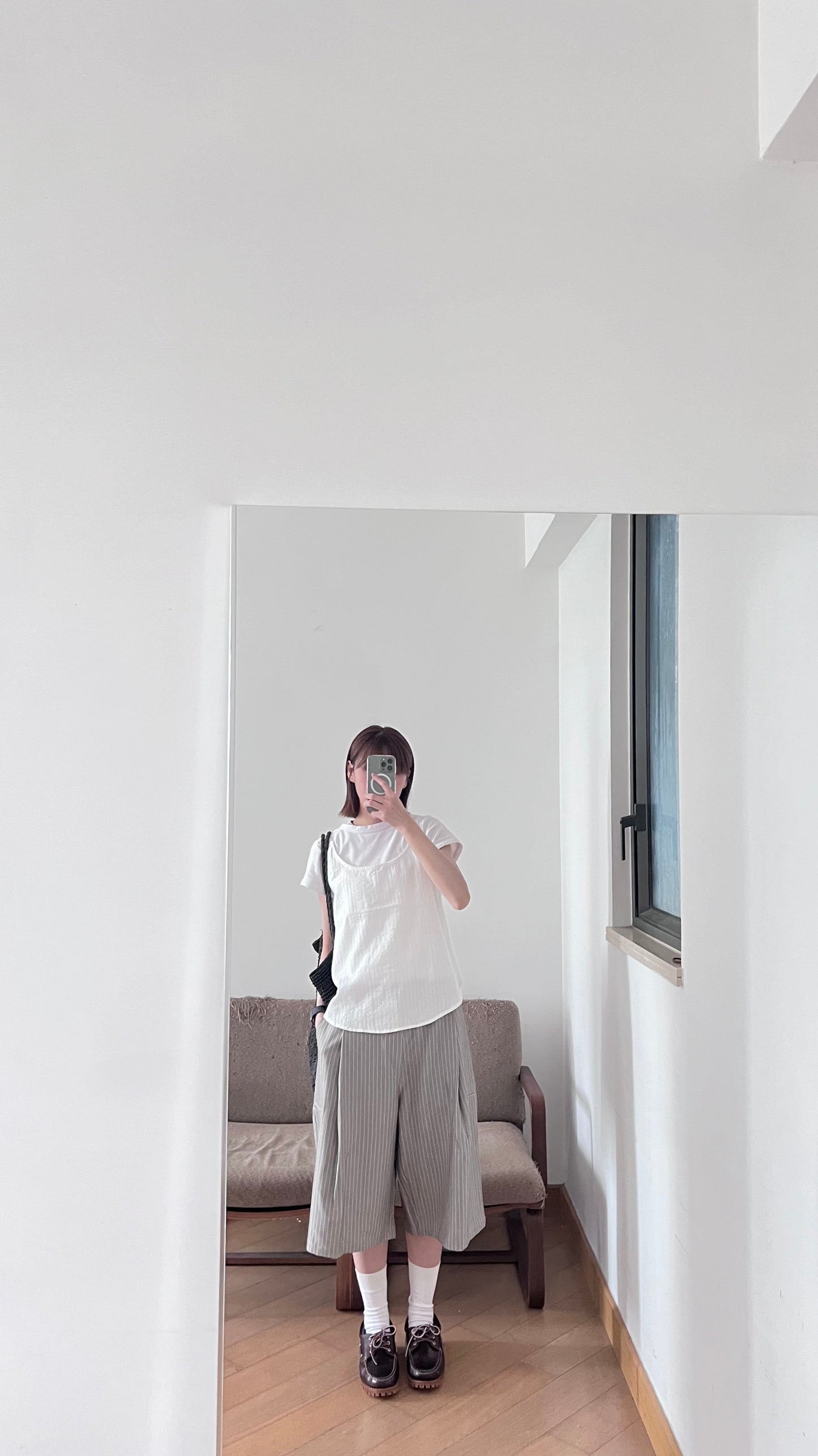 striped low-rise tailored shorts in grey (pre-order)
