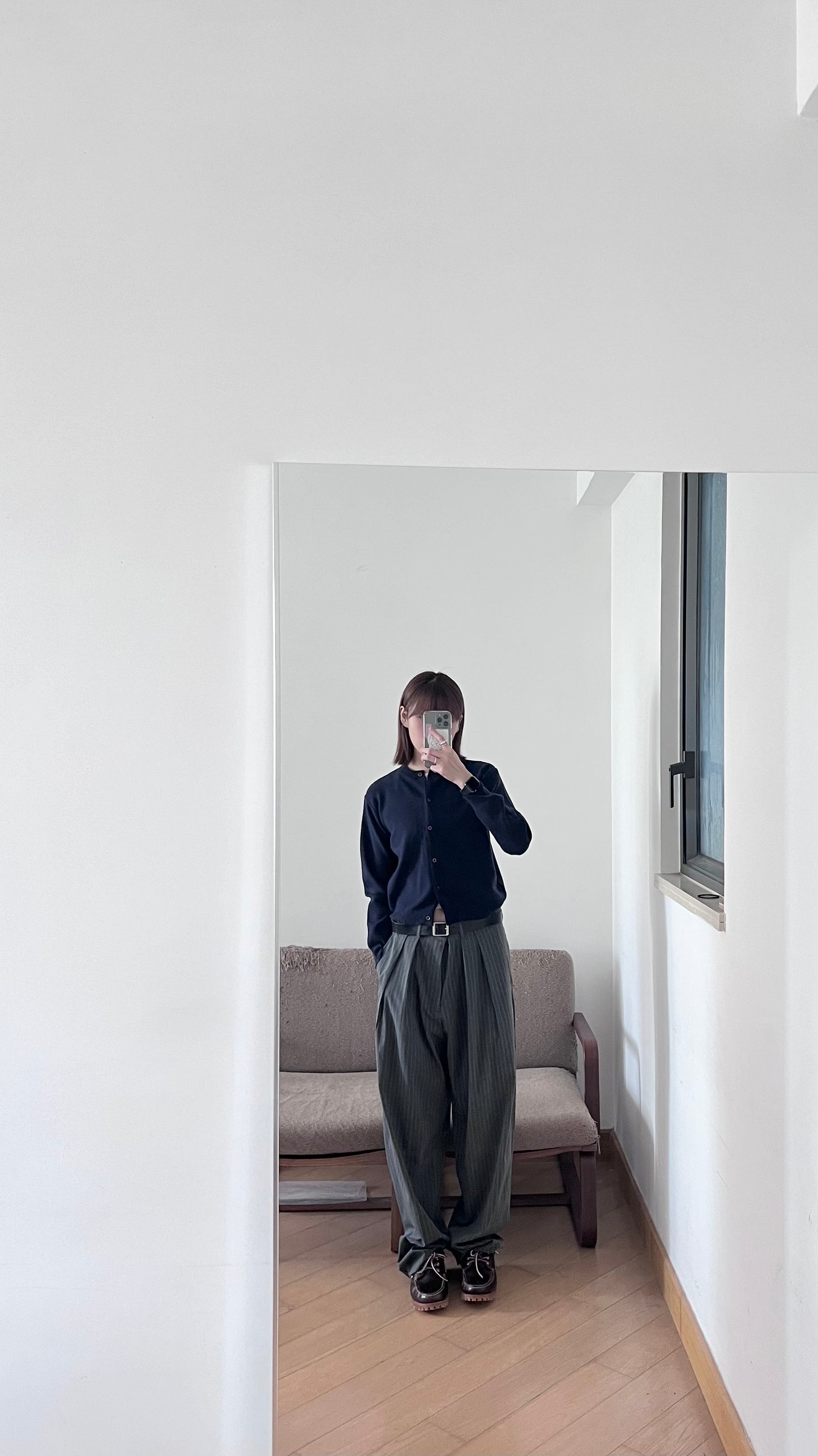 round cardigan in navy