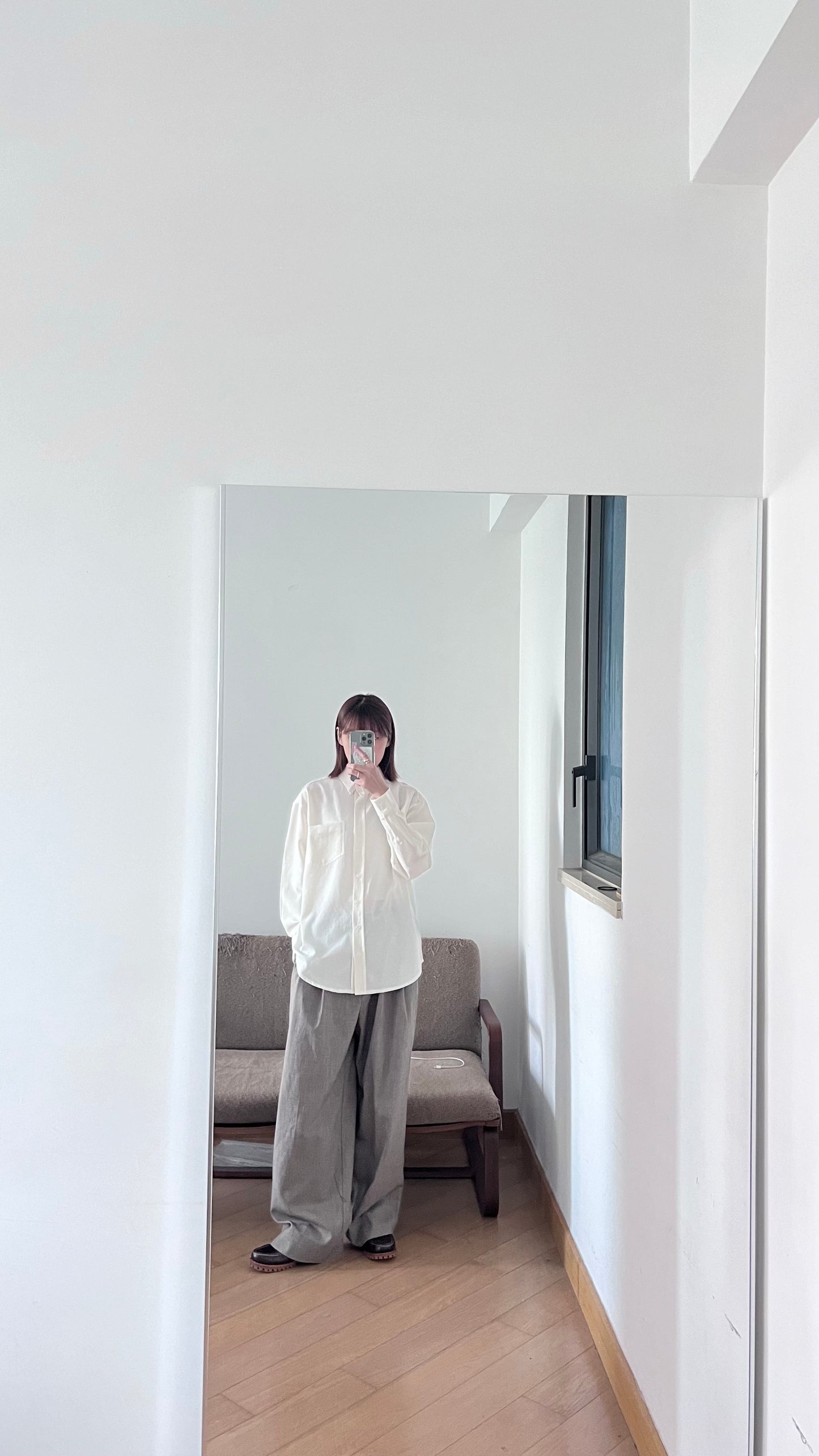 plain sheer shirt in ivory