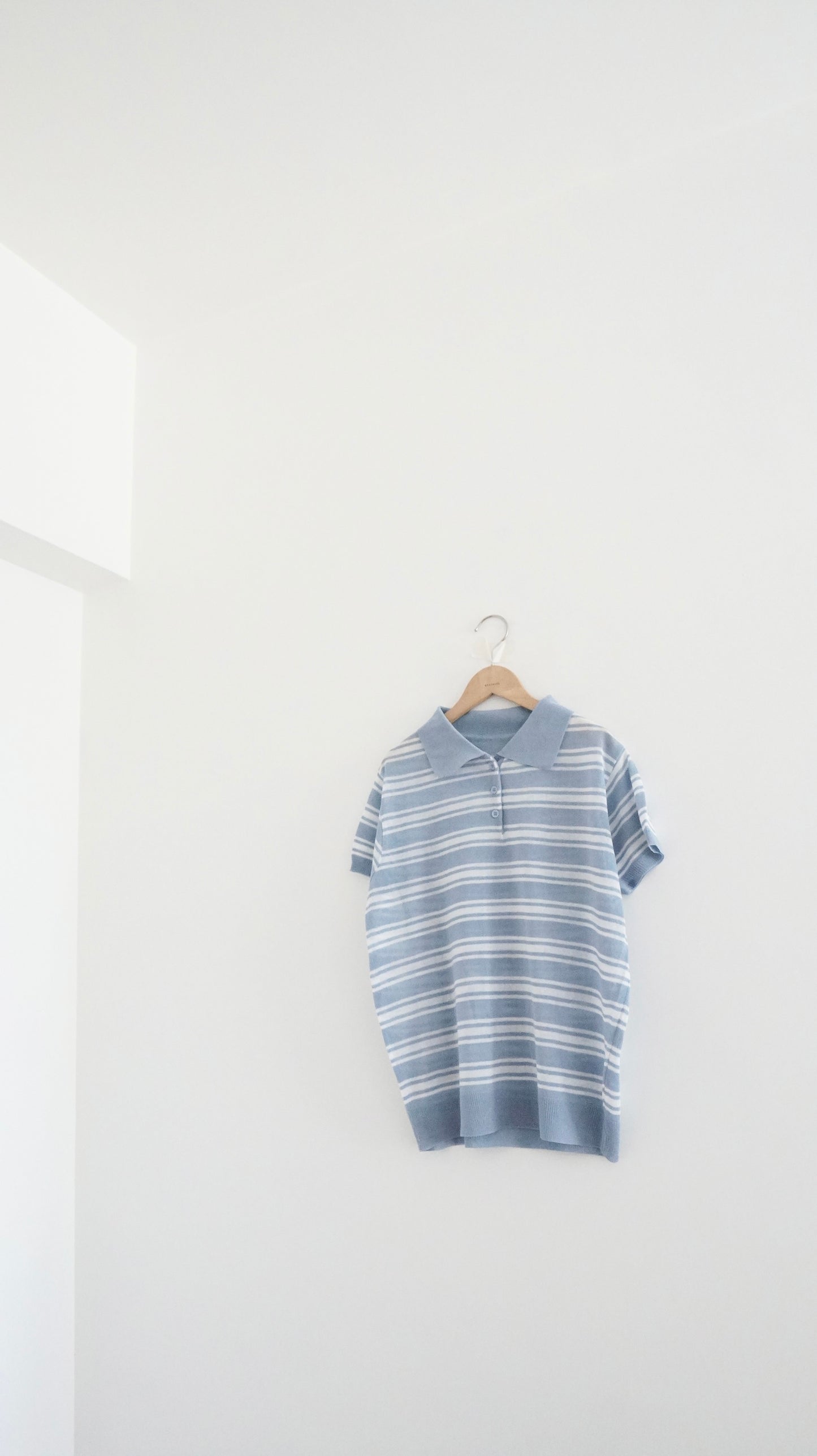 sheer stripe polo shirt in sora (pre-order)