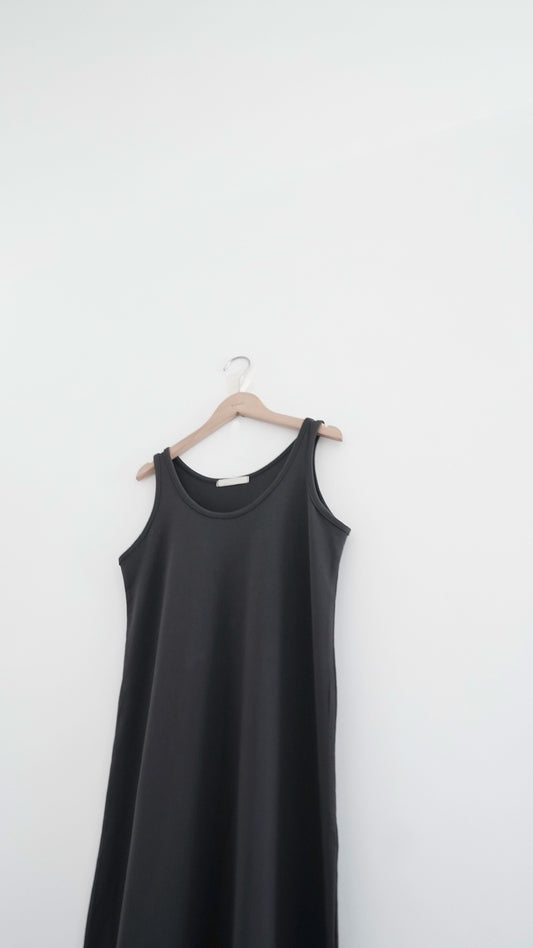classic a-line cotton dress in charcoal (pre-order)