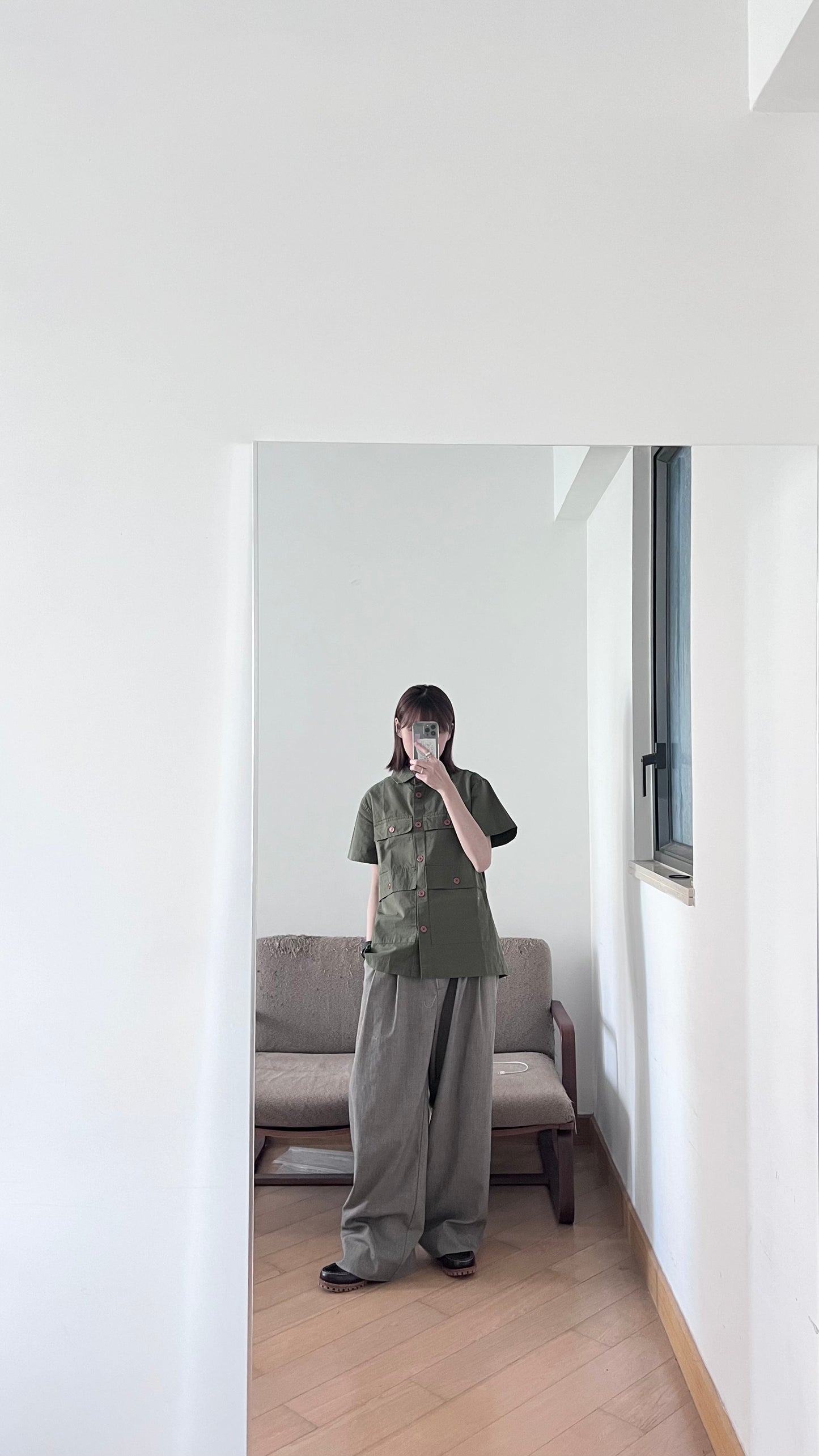 pocket worker shirt in green