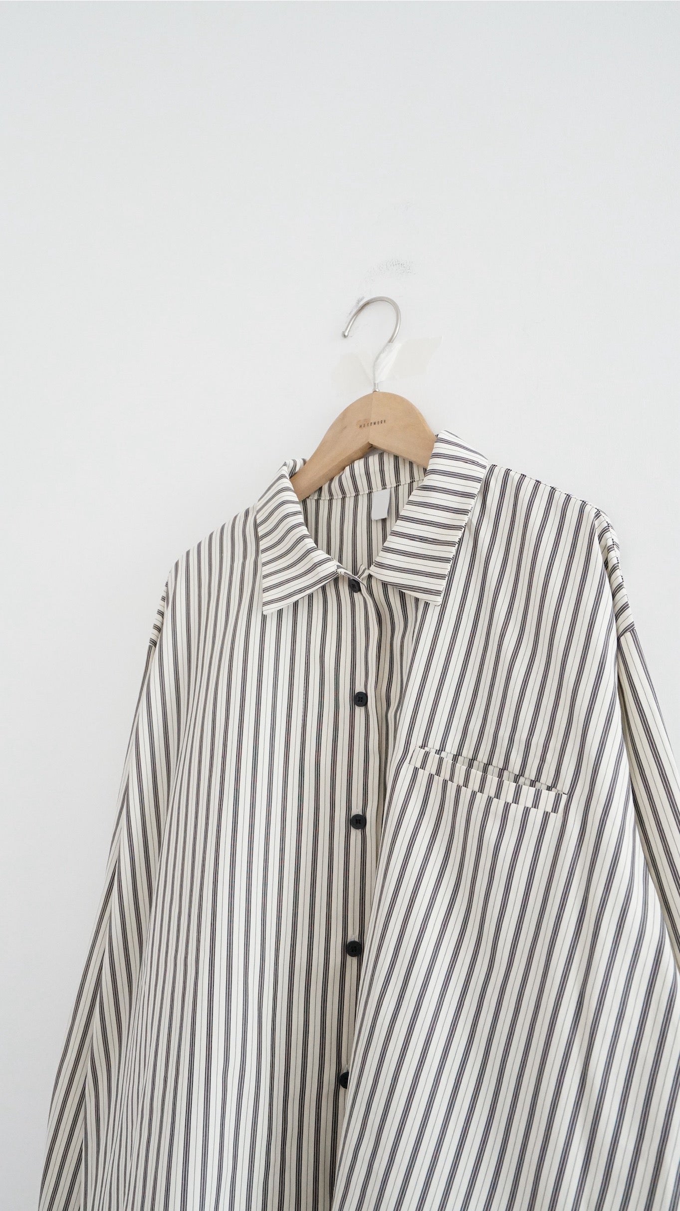 90s vintage off shoulder striped shirt in brown cream (pre-order)