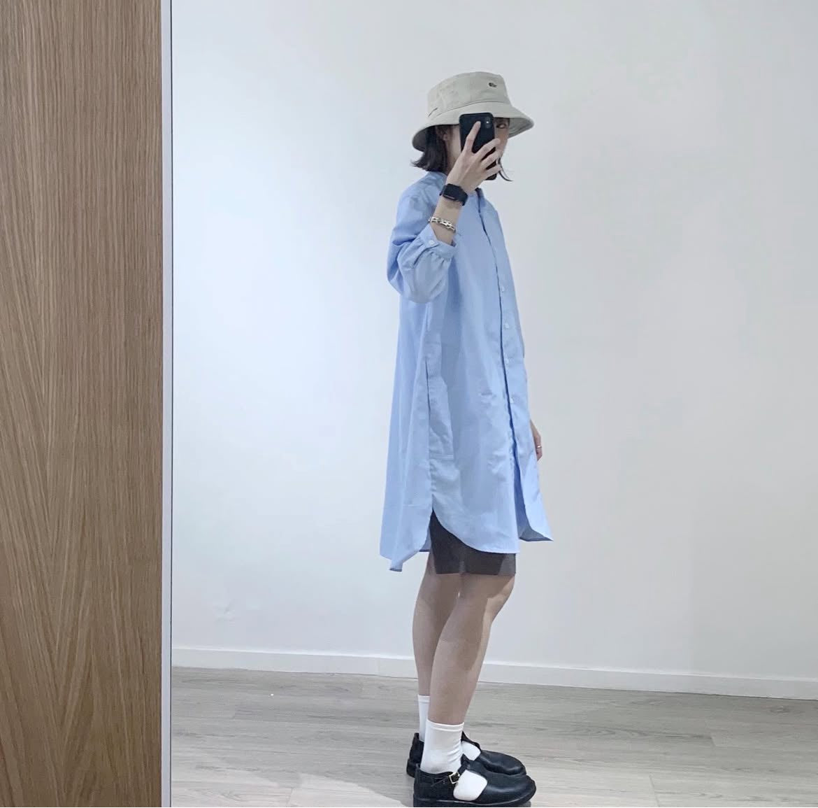 striped shirt dress in baby-blue