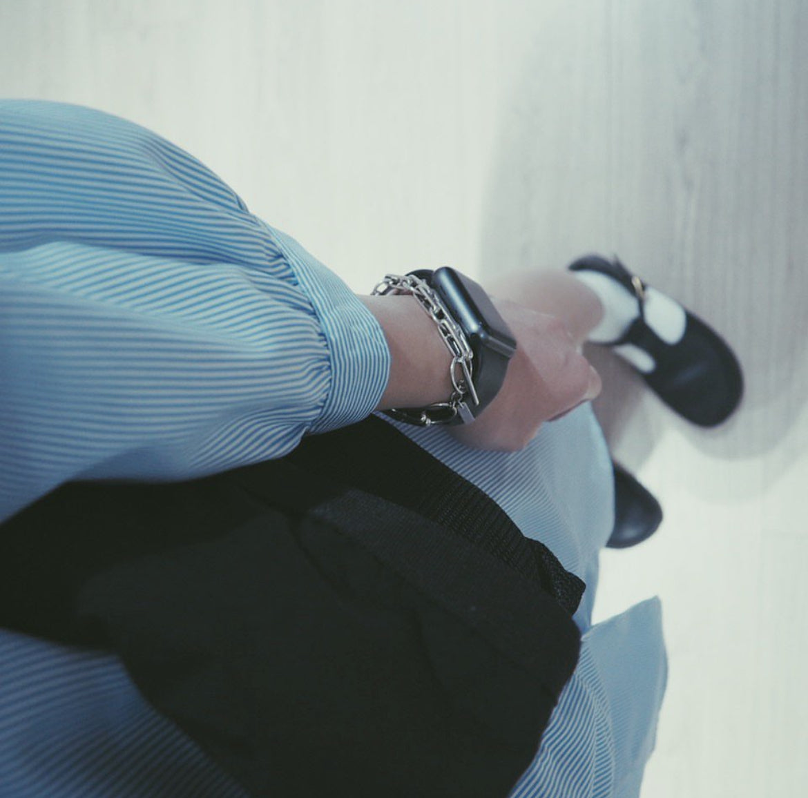 striped shirt dress in baby-blue