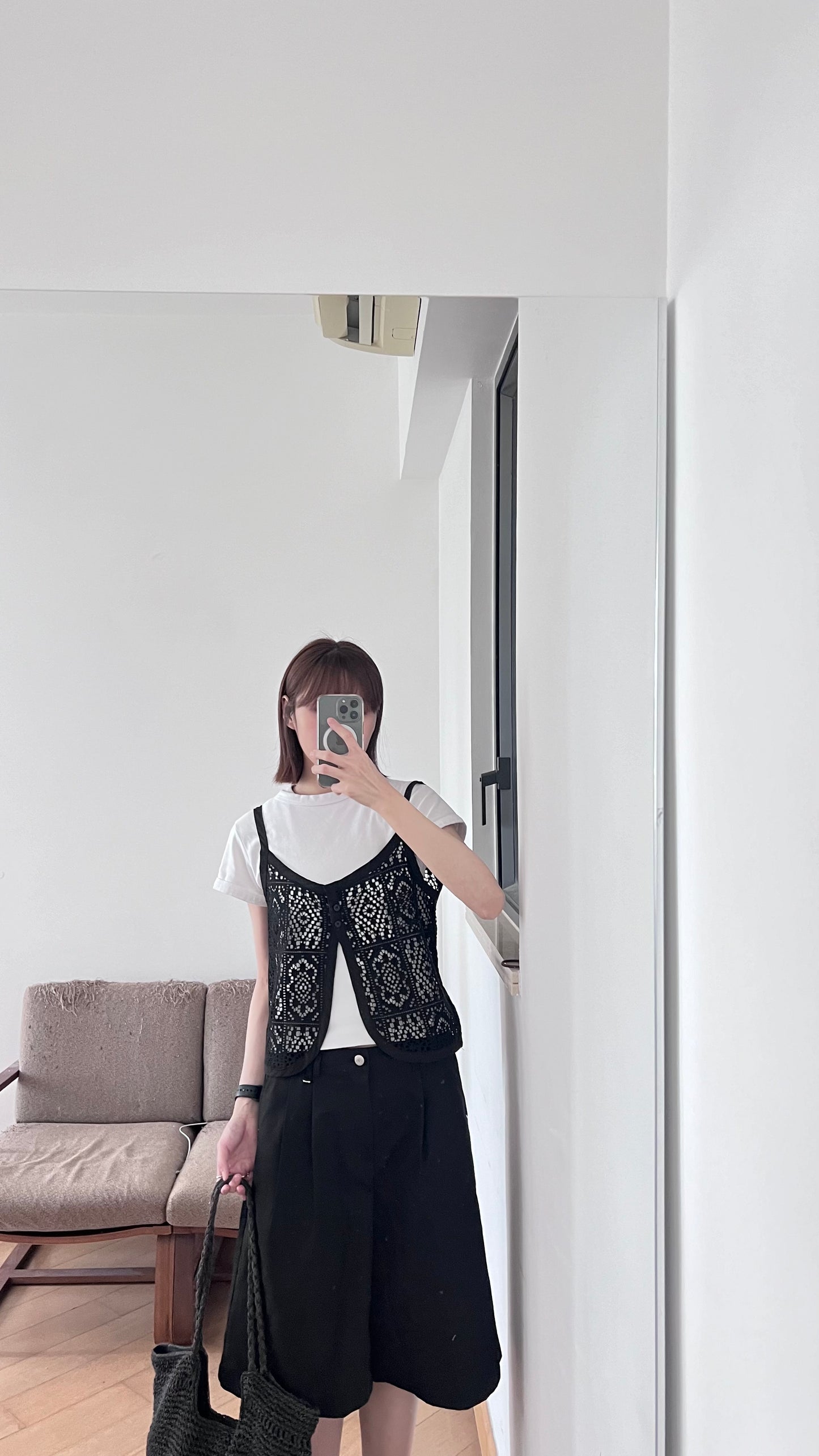bloomwork overlay vest in black (pre-order)
