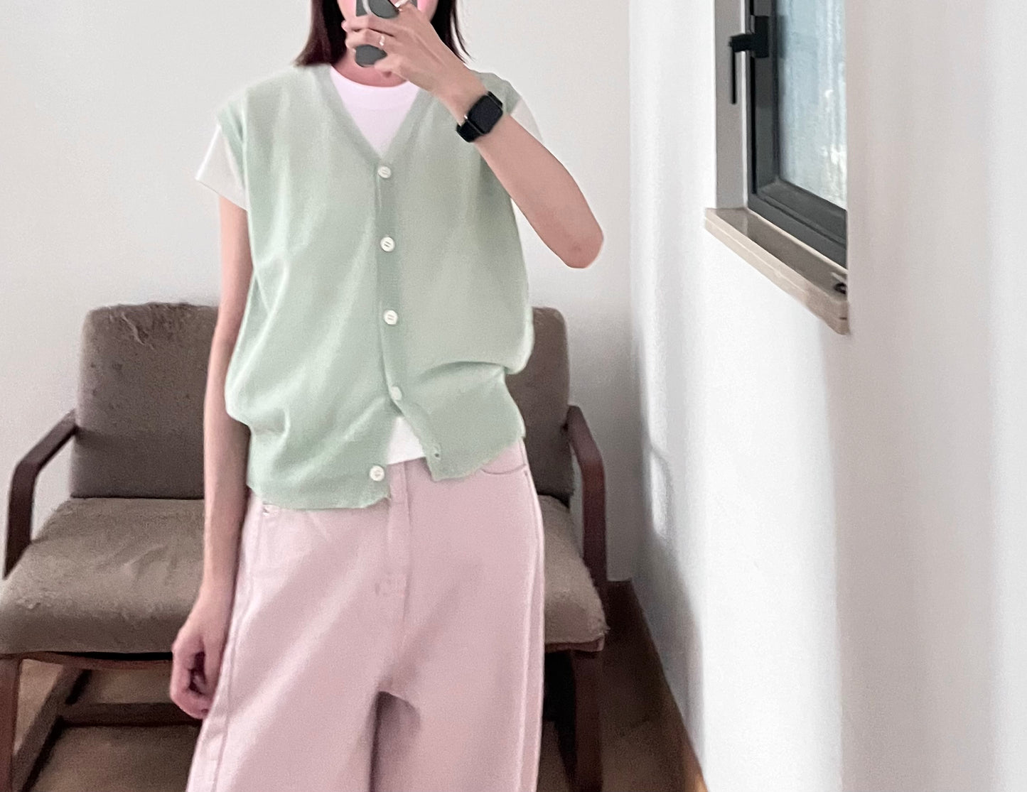 blush pink wide-leg denim pants (pre-order)