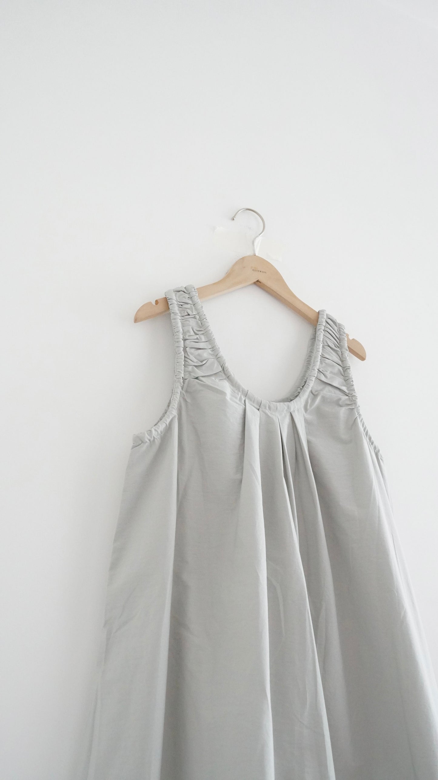 petal neck gathered dress in grey (pre-order)