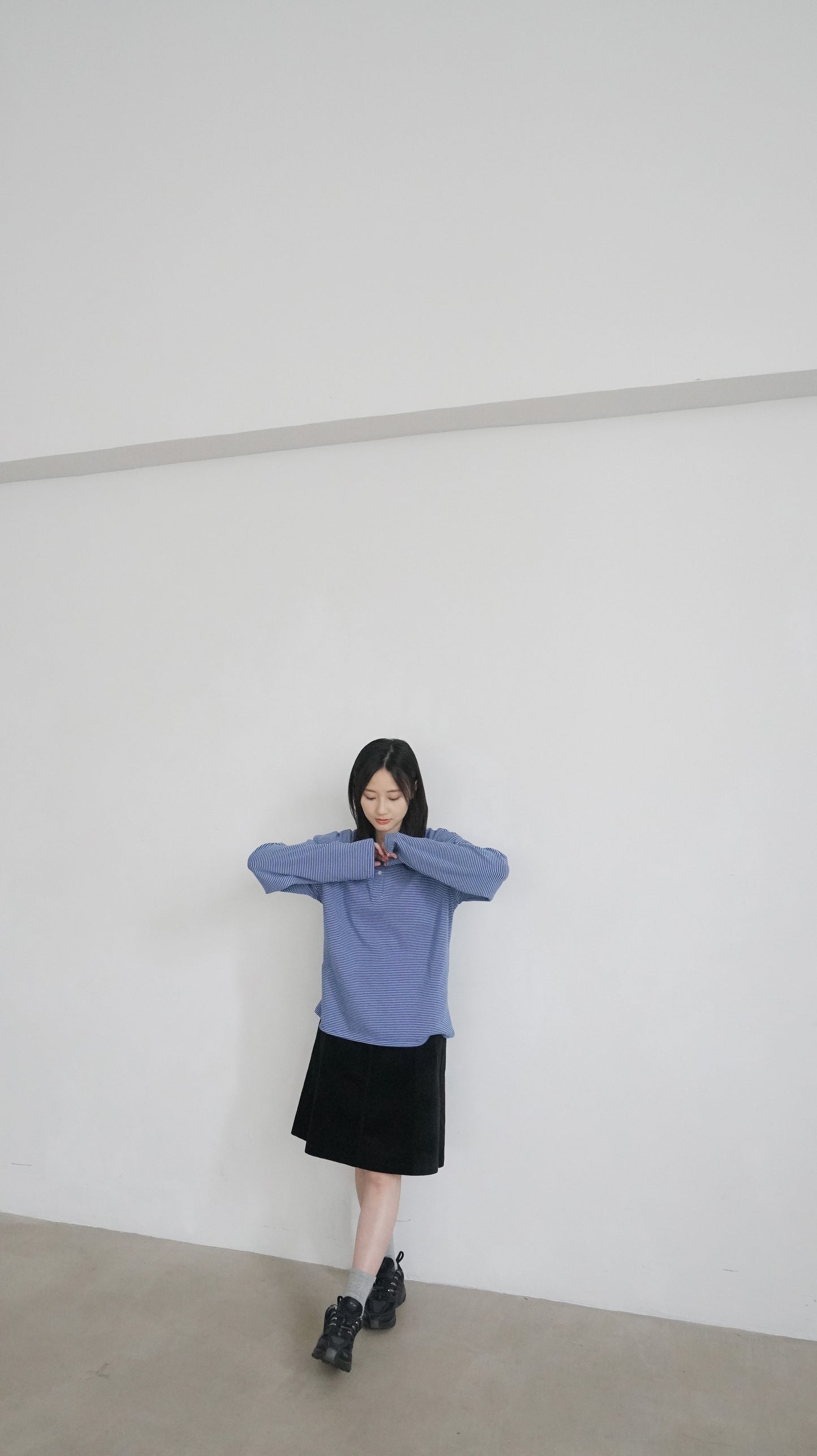 vintage polo shirt in blue striped (pre-order)