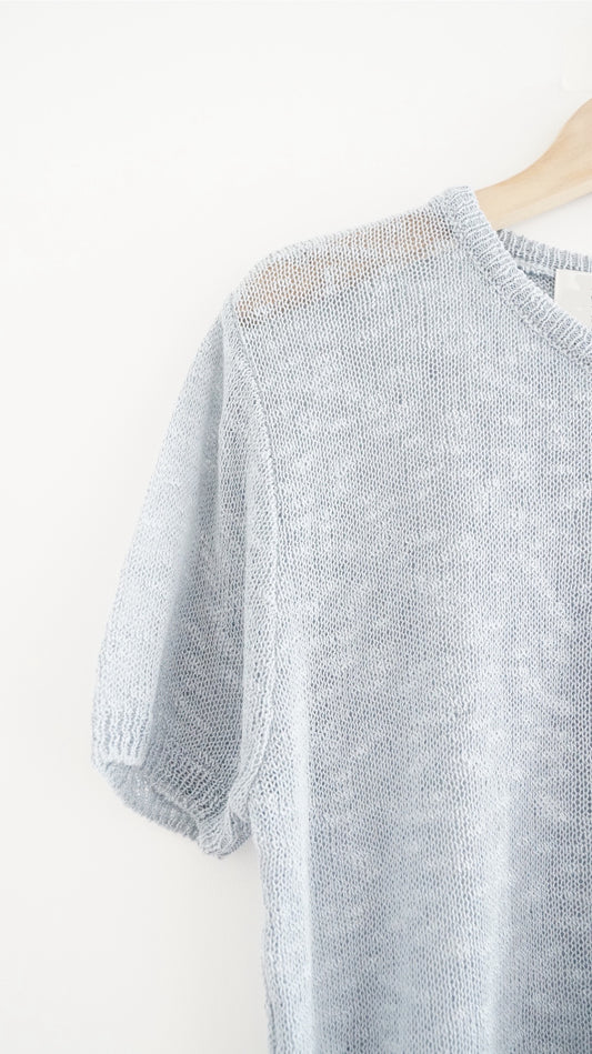 sheer short sleeve cardigan in baby-blue (pre-order)