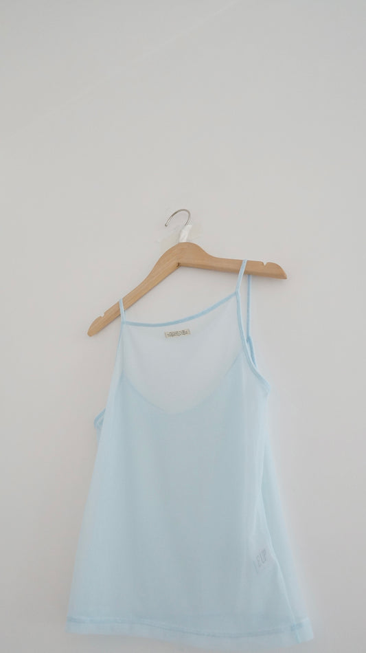 sheer camii top in baby-blue