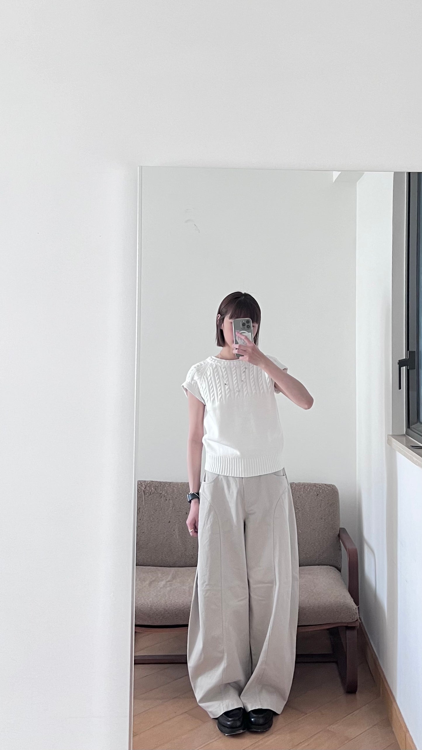 90s short sleeve sweater in cream (pre-order)