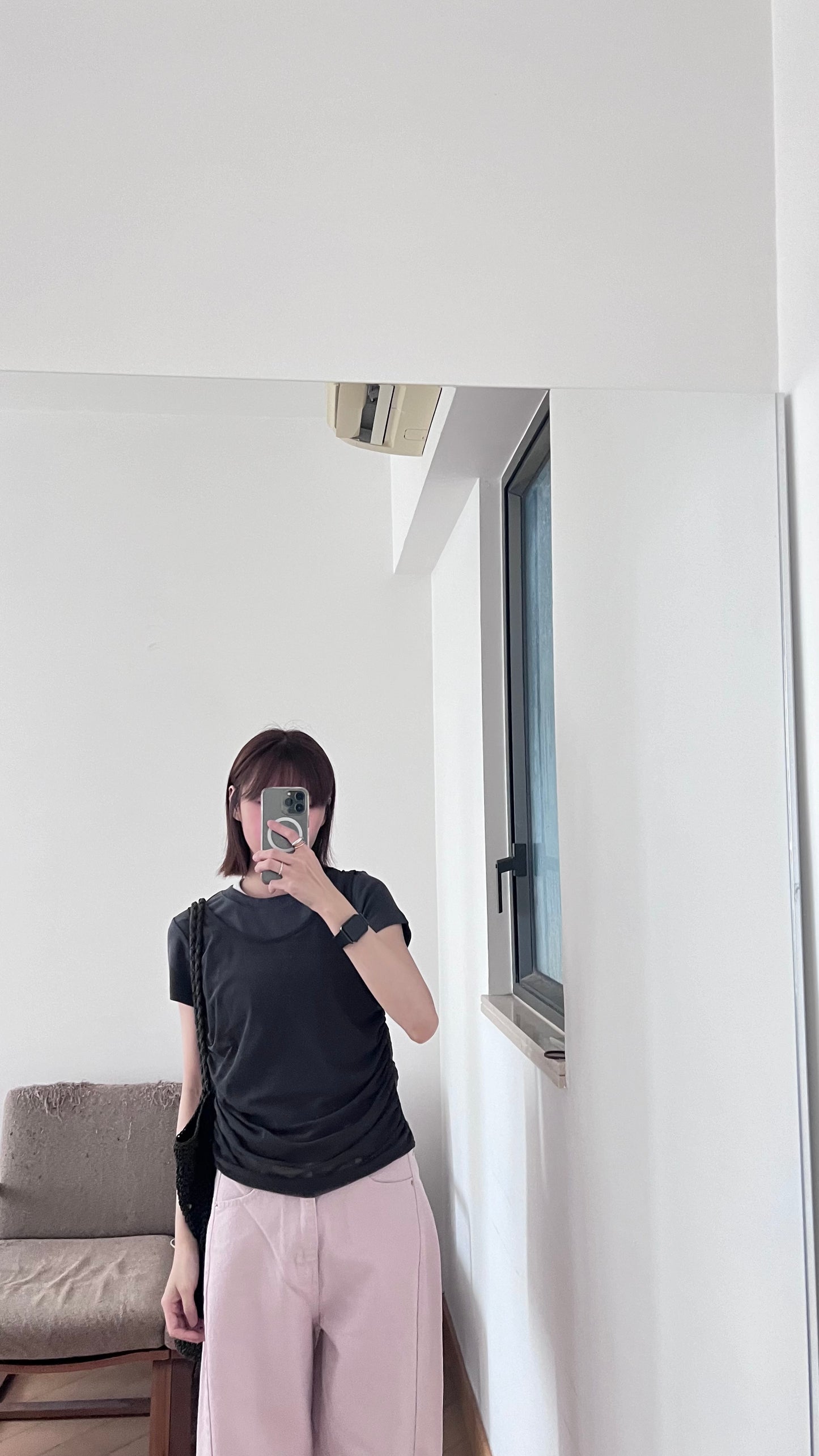 sheer pleat vest in charcoal (pre-order)