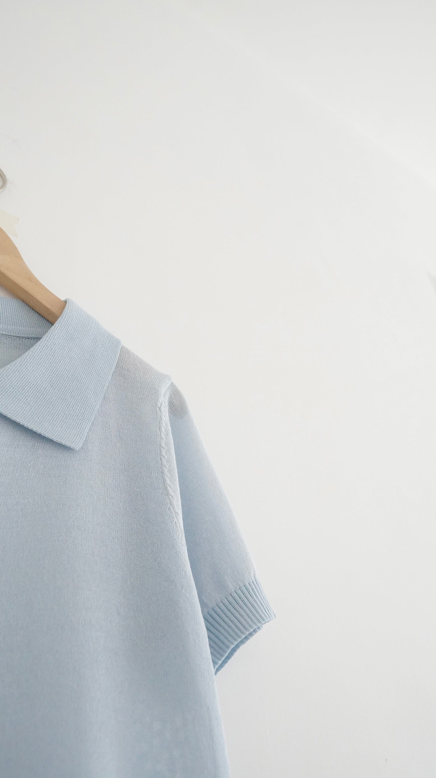 sheer buttoned polo shirt in baby-blue (pre-order)