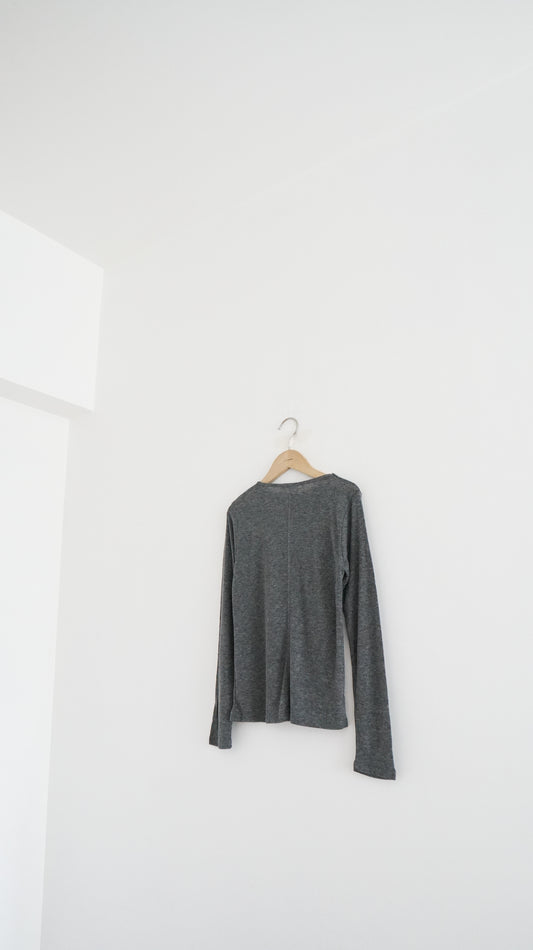 sheer silk top in grey (pre-order)