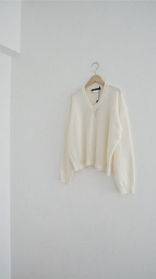 v-neck cashmere knit top in ivory (must-have)(pre-order)