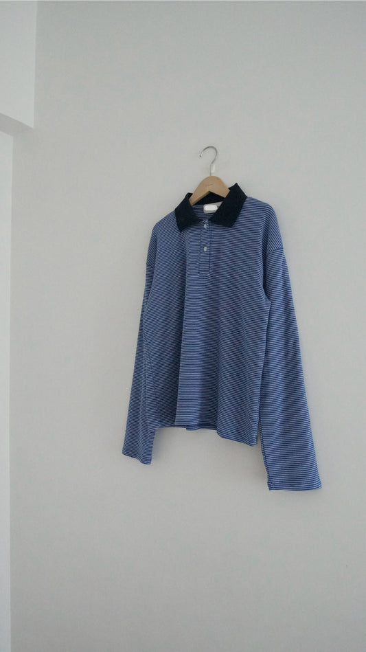 vintage polo shirt in blue striped (pre-order)