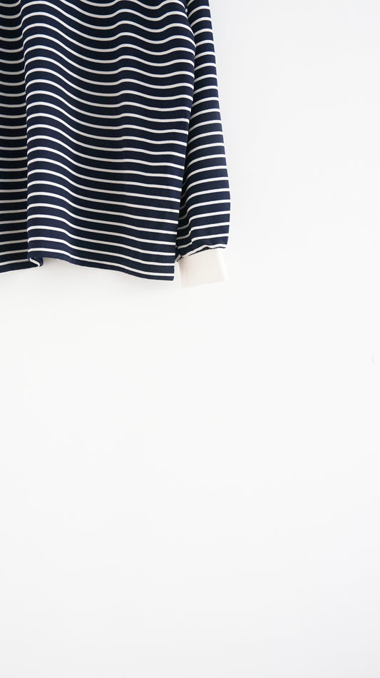 casual stripe polo tee in navy