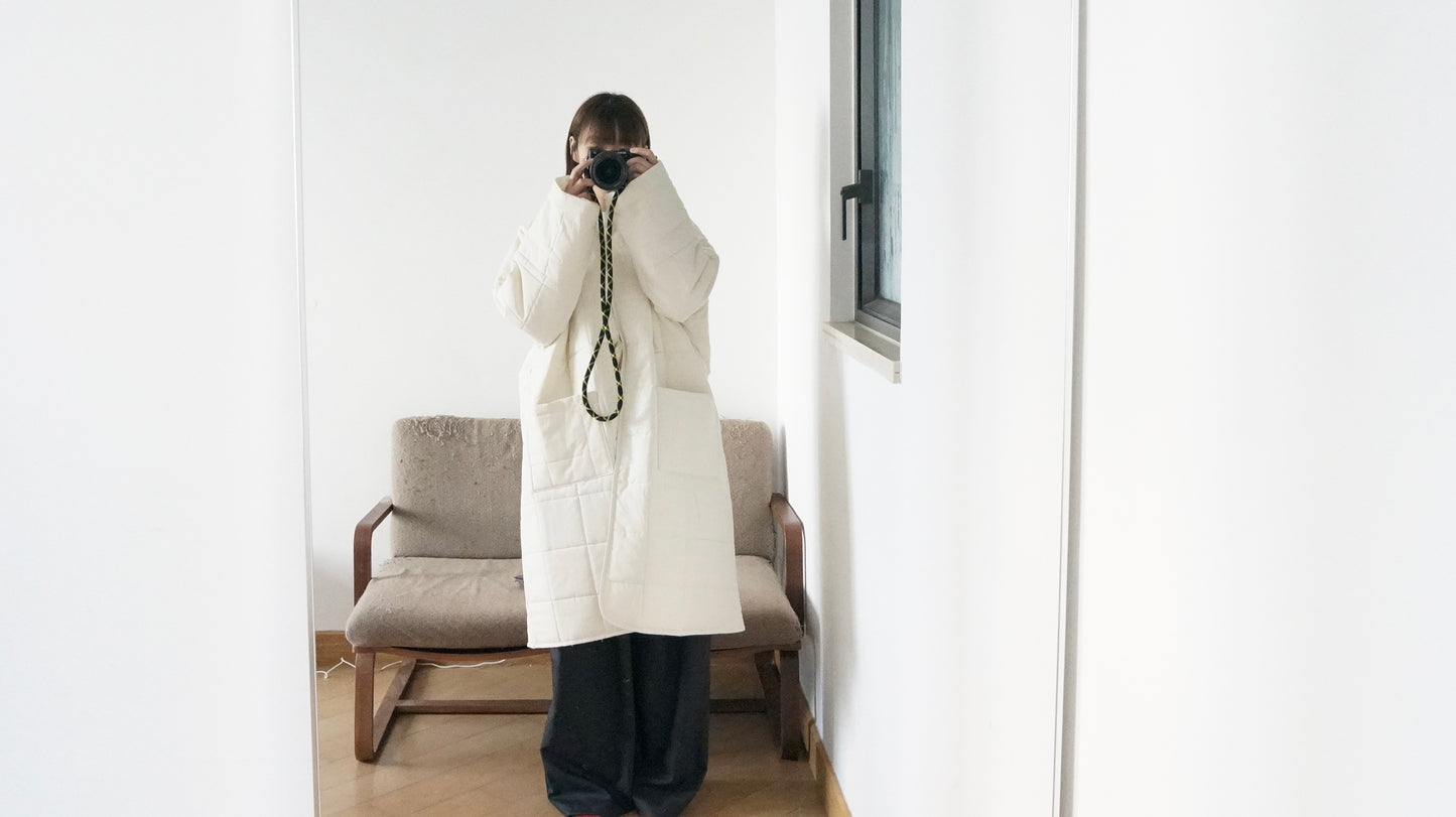 bubble padded coat in ivory ( pre-order )