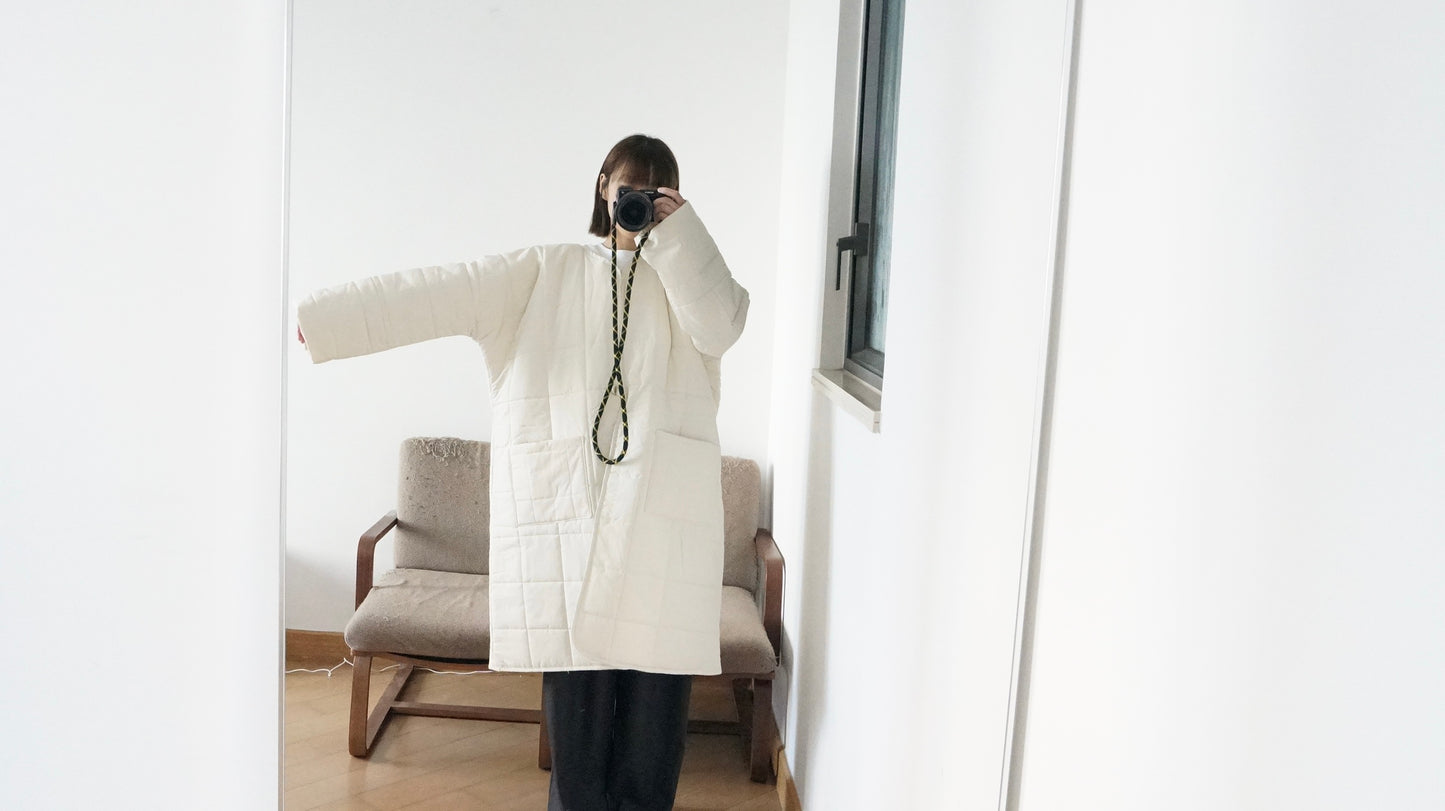 bubble padded coat in ivory ( pre-order )