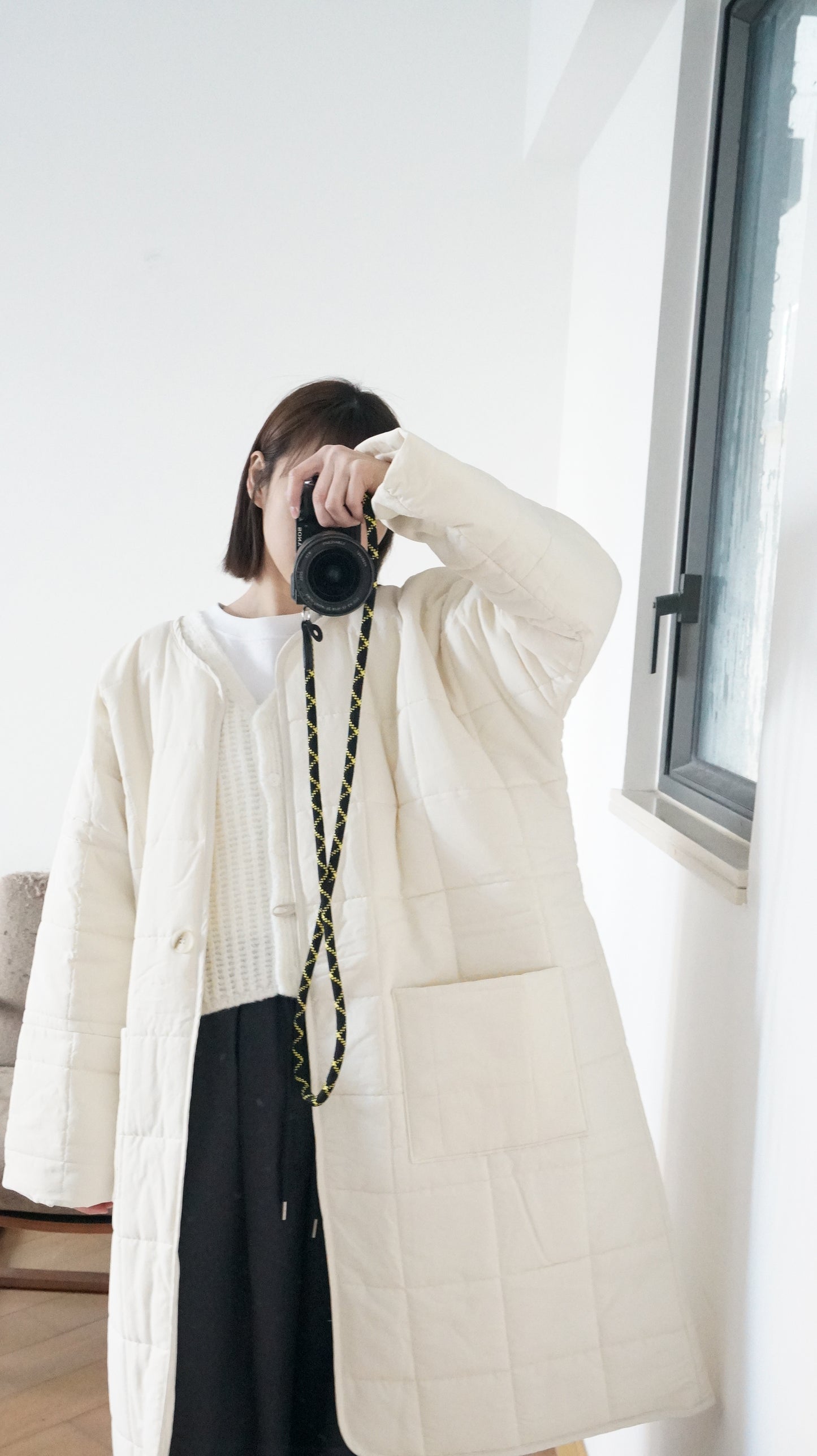 bubble padded coat in ivory ( pre-order )