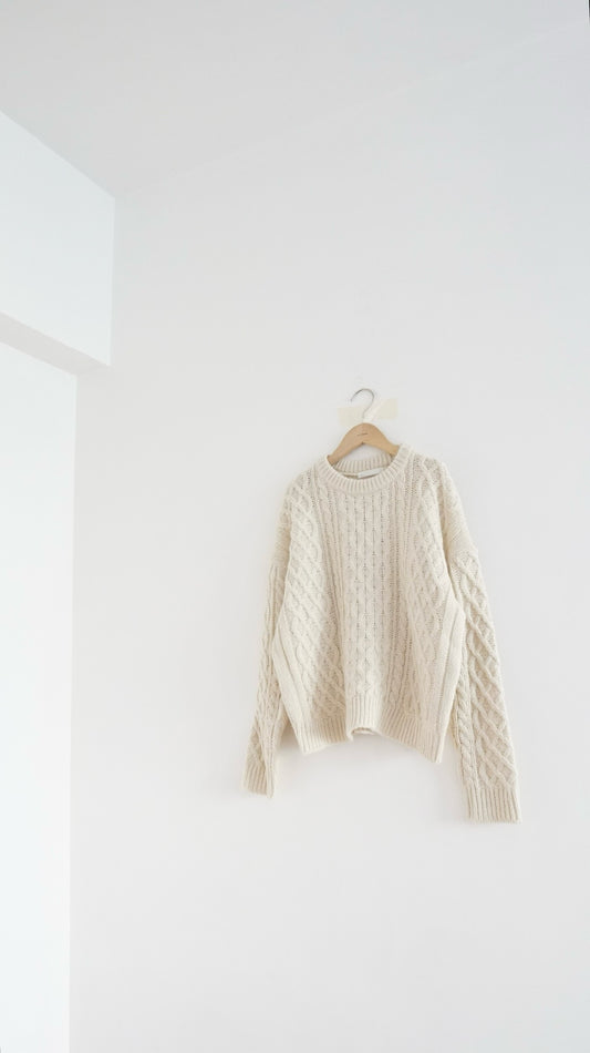 argyle texture sweater in ivory (pre-order)