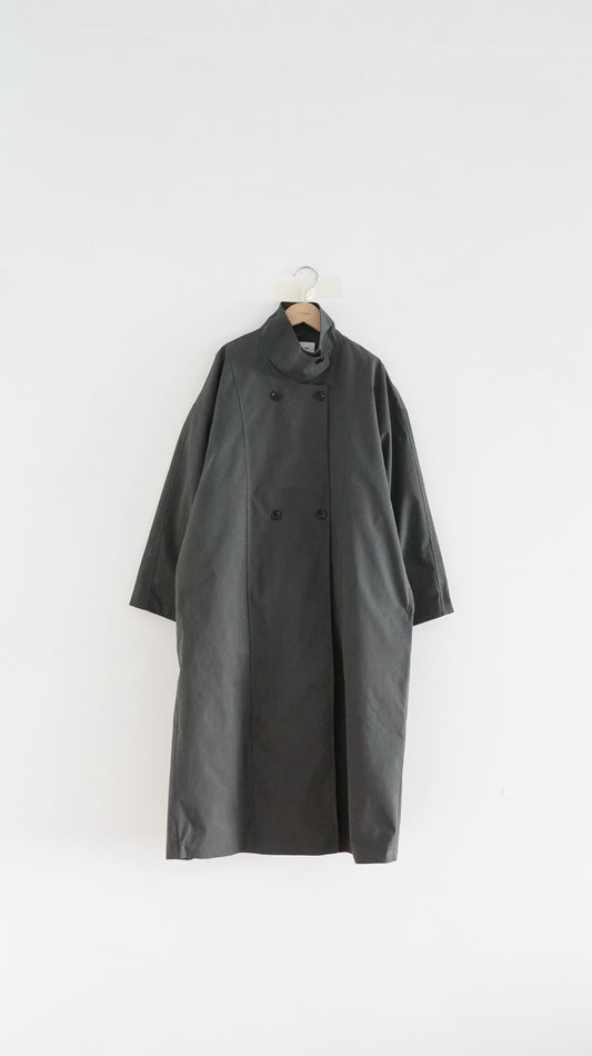 oslo long belted trench coat in grey