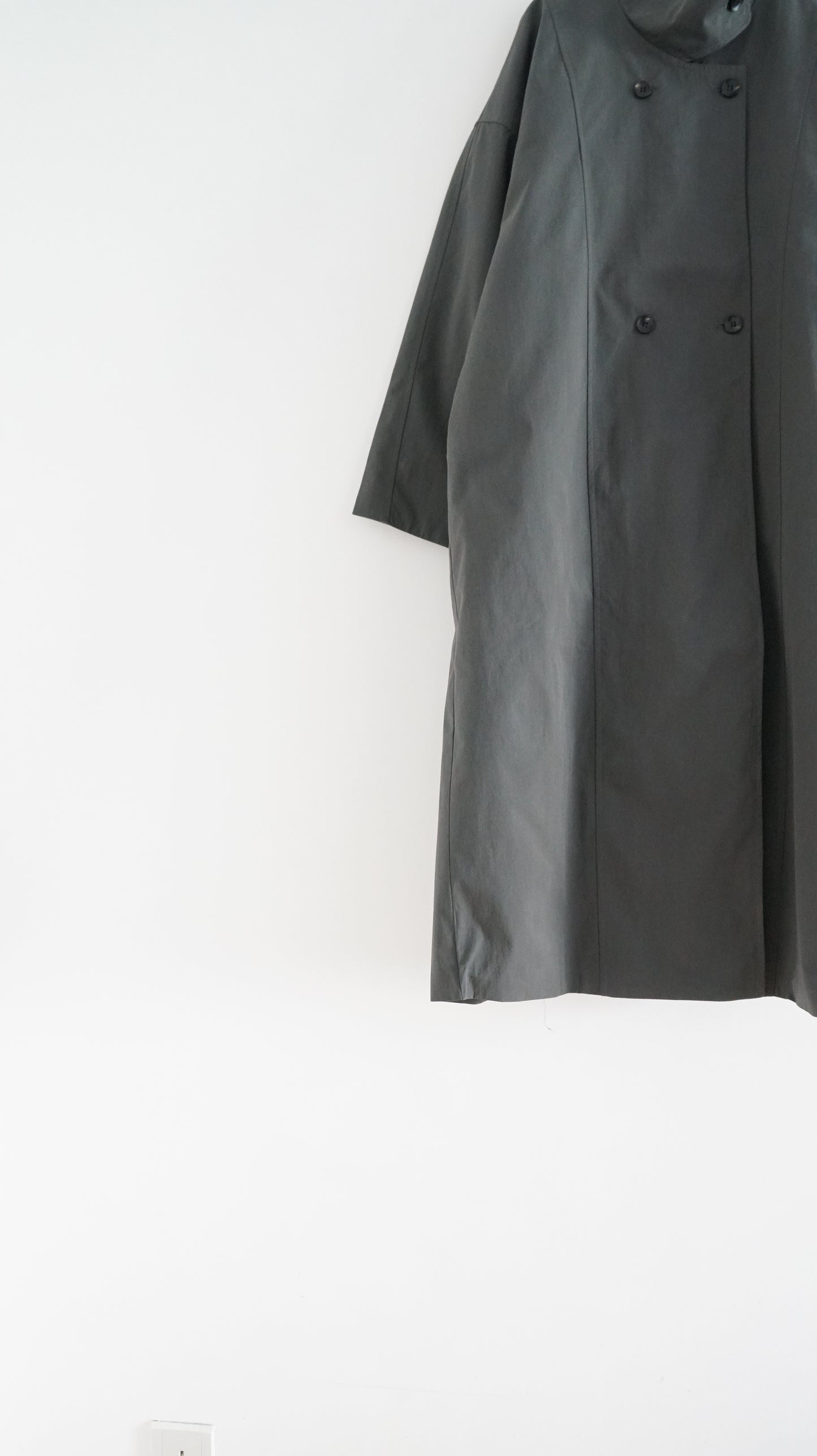 oslo long belted trench coat in grey