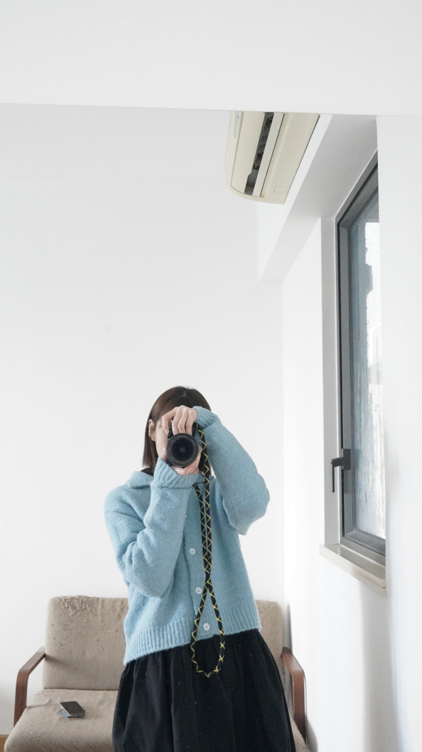 knitted shirt jacket in lake blue ( pre-order )
