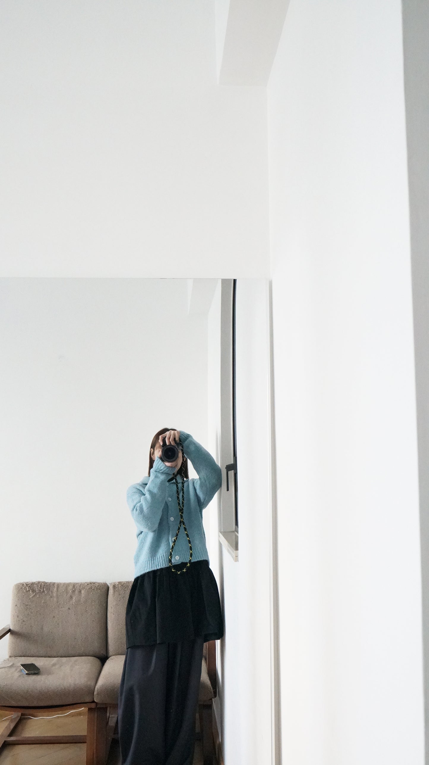 knitted shirt jacket in lake blue ( pre-order )