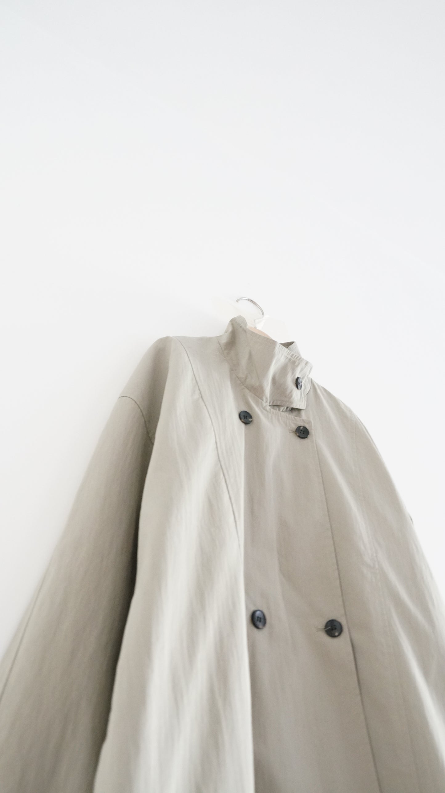 oslo long belted trench coat in mint grey