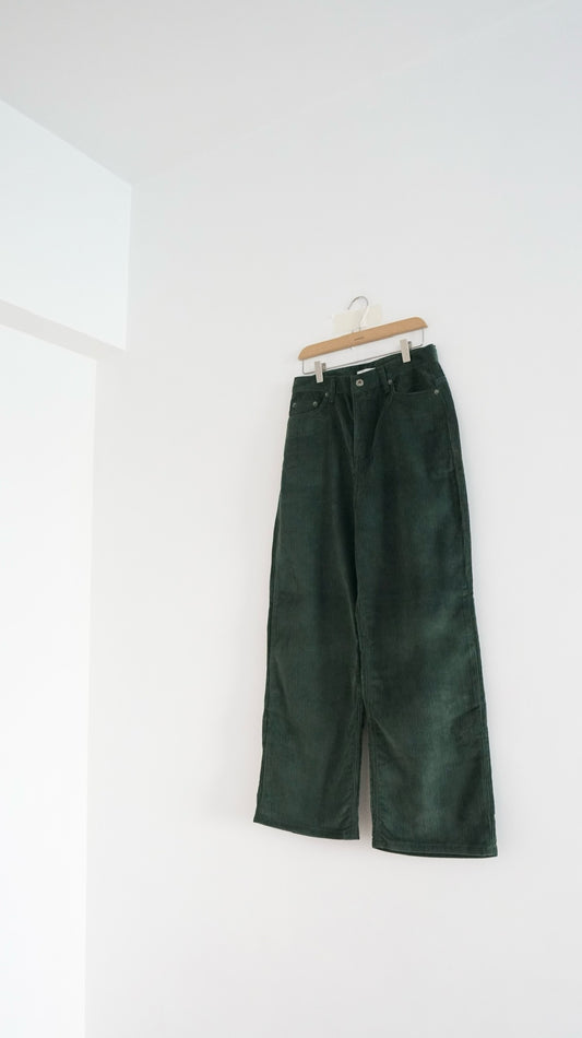 corded straight pants in deep slate green (pre-order)