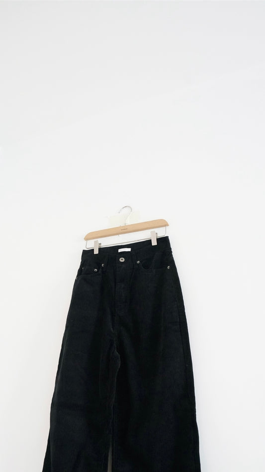 corded straight pants in black (pre-order)