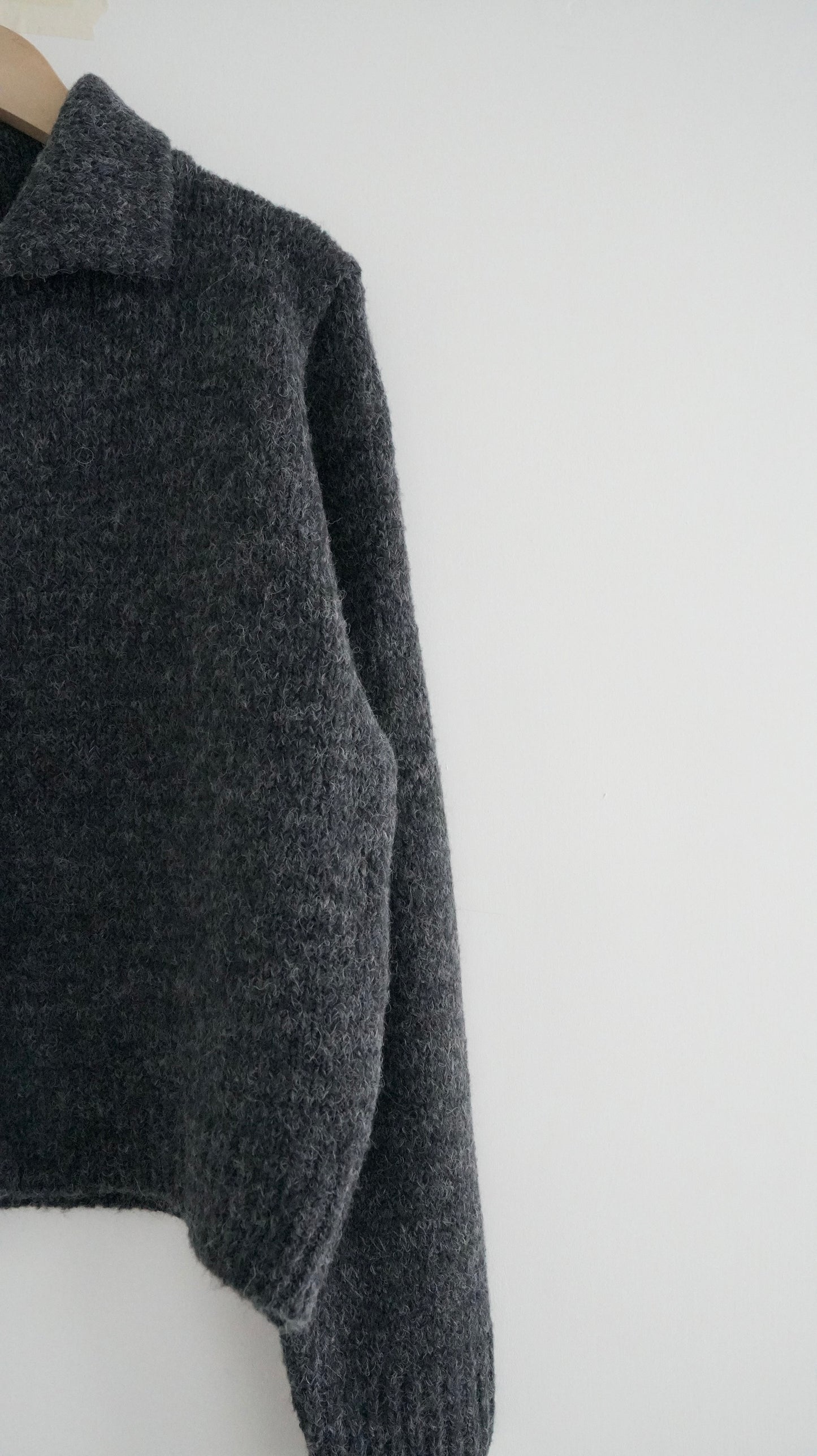 knitted shirt jacket in dark grey ( pre-order )