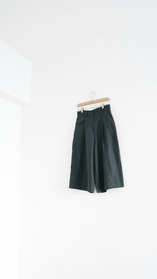 rhea retro check midi pants in lincoln green (pre-order)