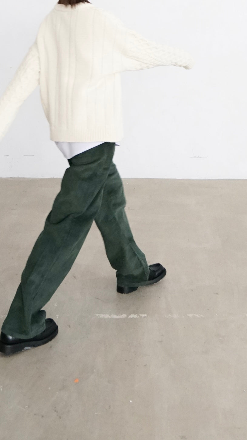 corded straight pants in deep slate green (pre-order)