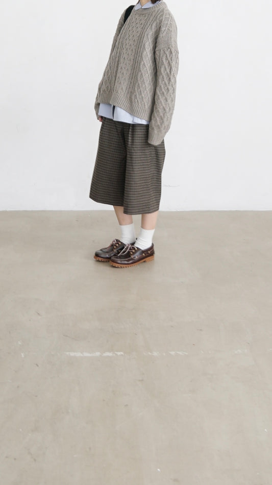 rhea retro check midi pants in brown (pre-order)
