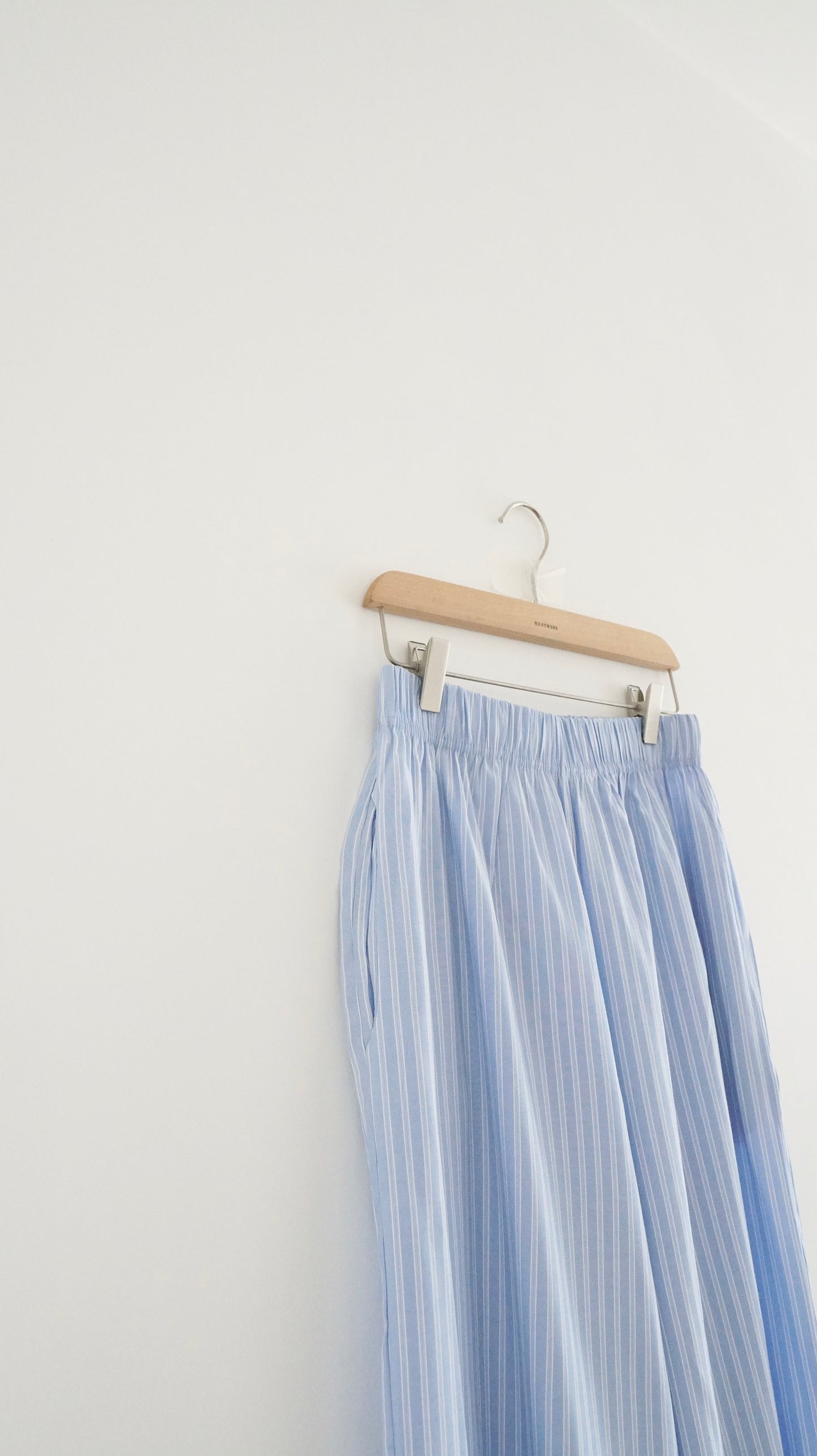 stripe cotton pants in baby-blue (pre-order)