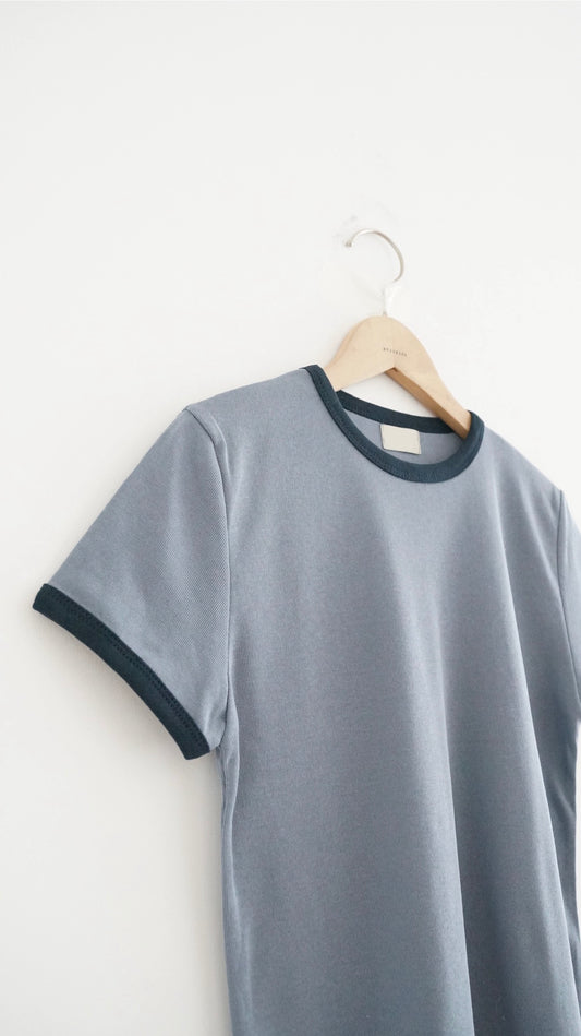 cleanline contrast tee in dusty blue (pre-order)
