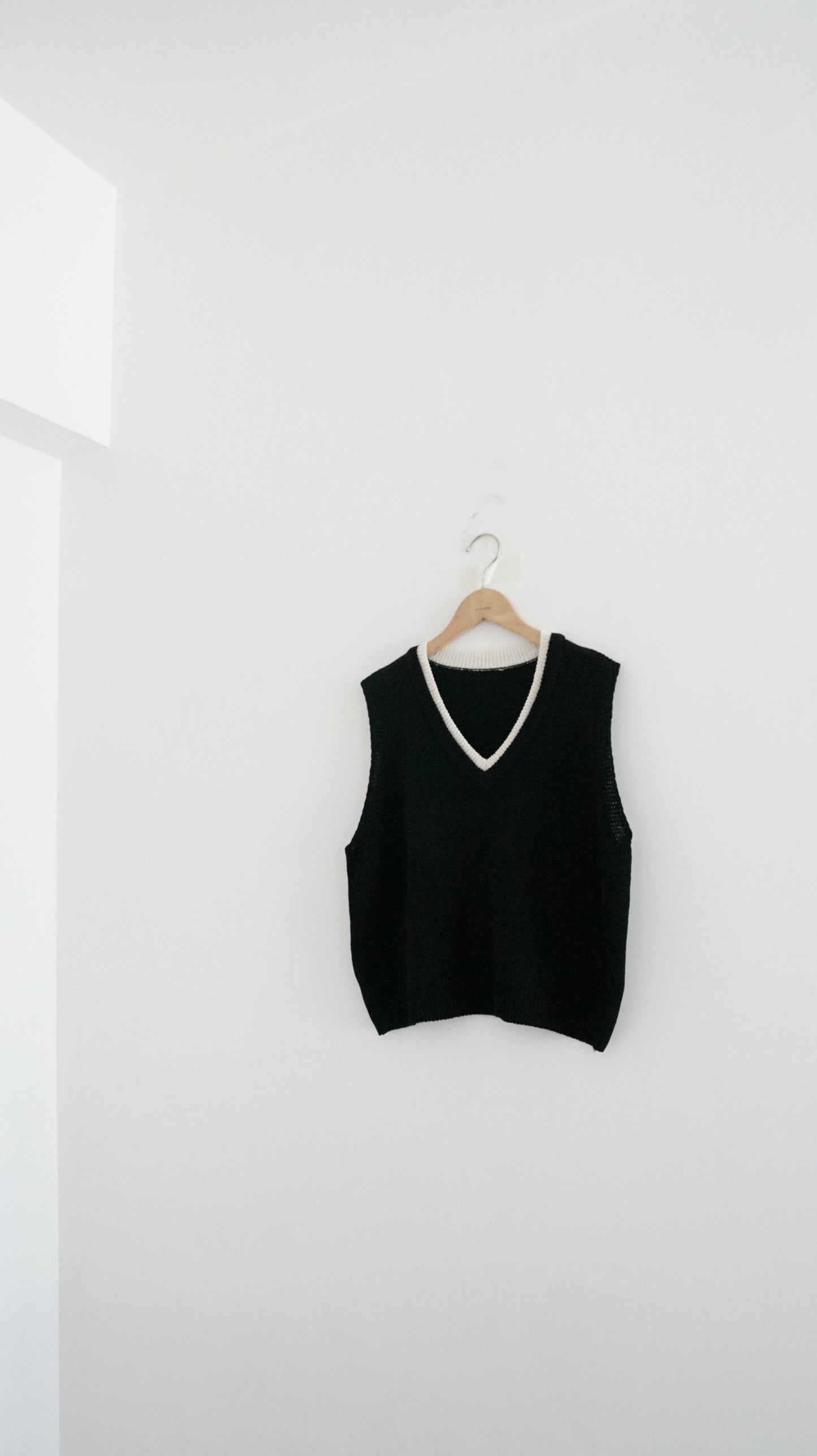 patchwork v-neck vest in black (pre-order)