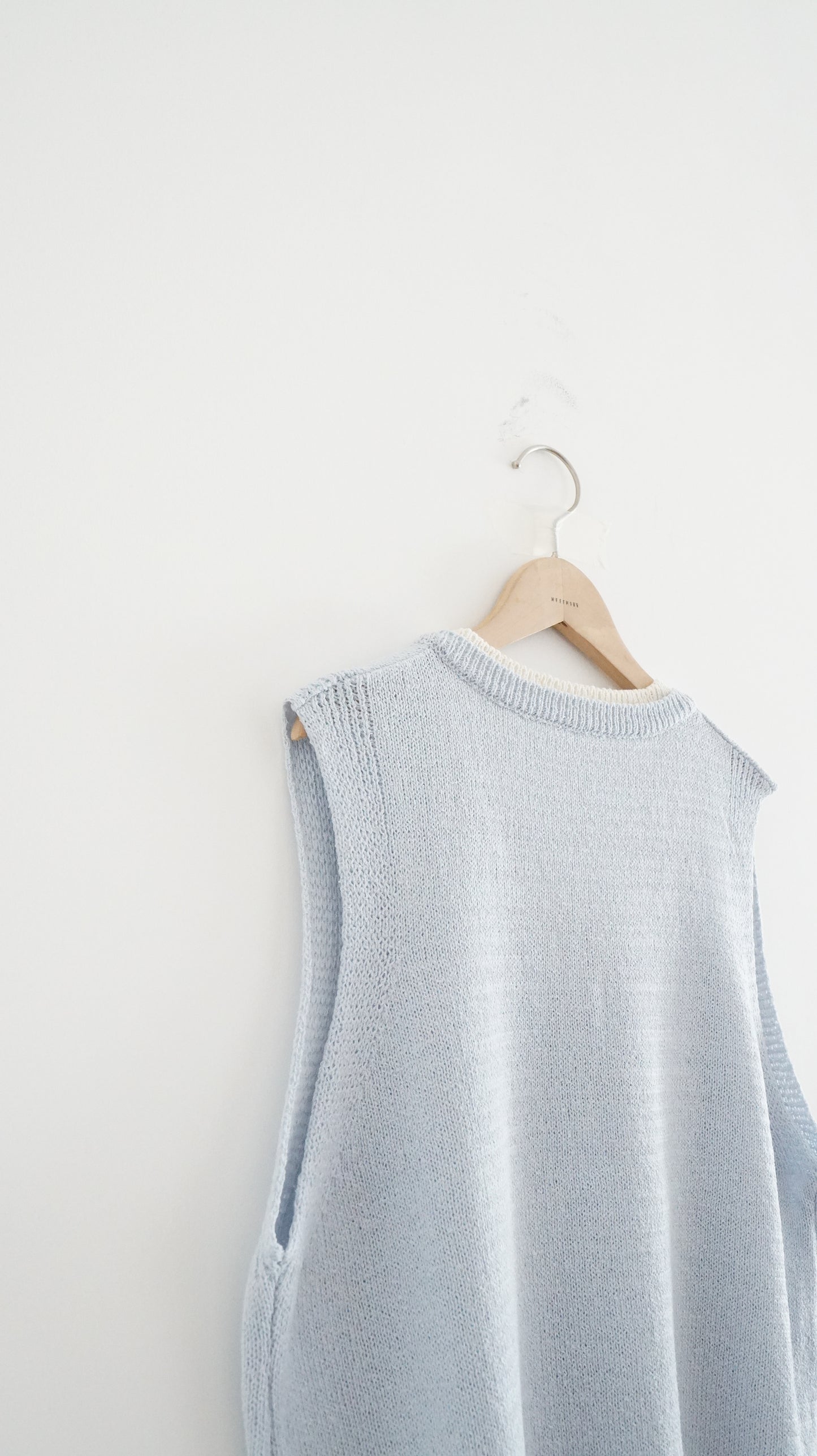 patchwork v-neck vest in baby blue (pre-order)