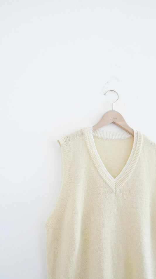 patchwork v-neck vest in lemon (pre-order)