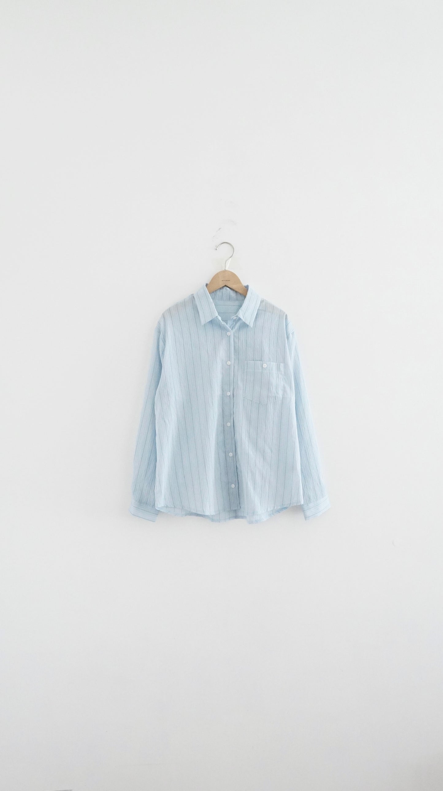 breezy stripe tencel shirt in baby-blue (pre-order)
