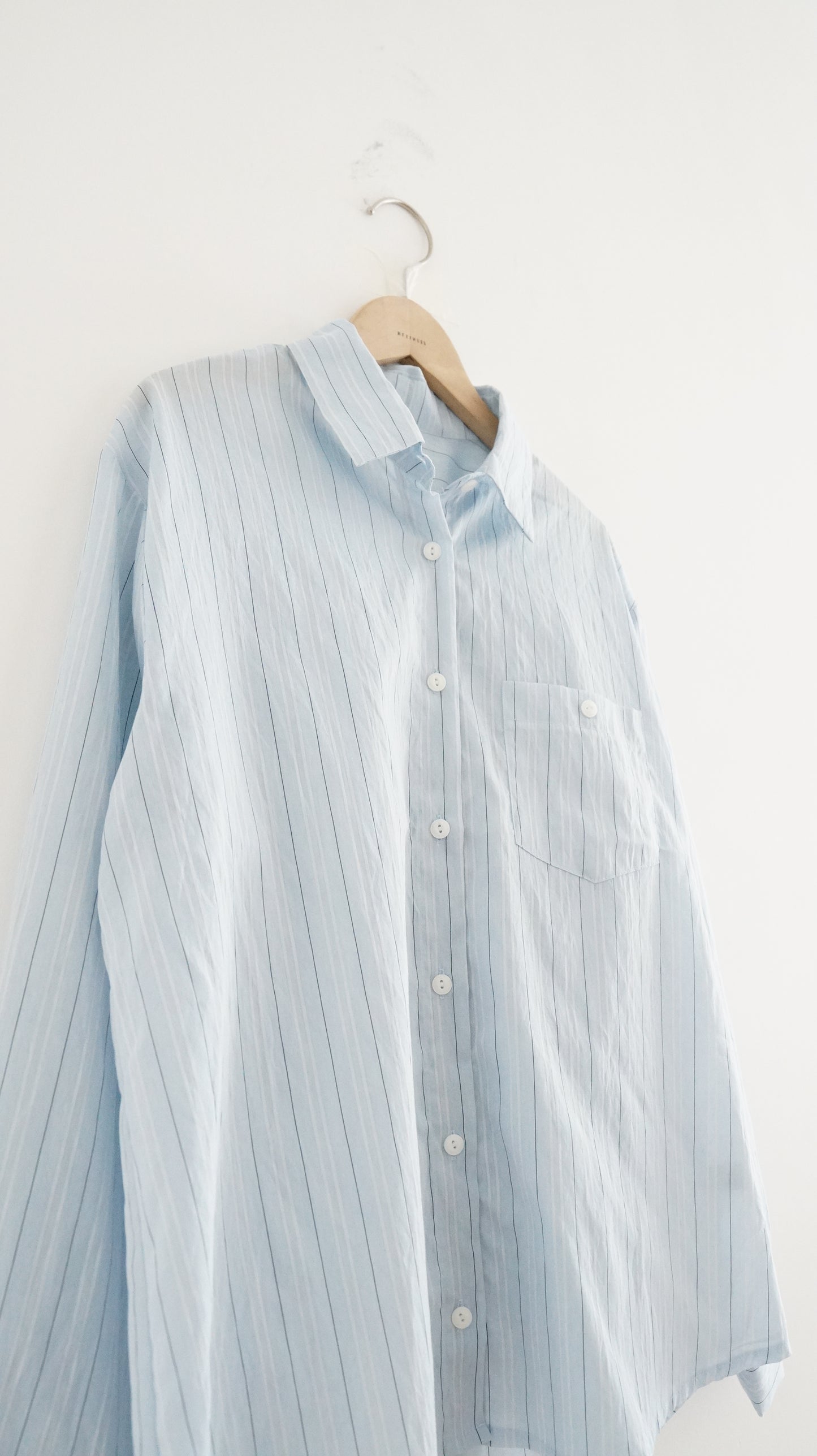 breezy stripe tencel shirt in baby-blue (pre-order)