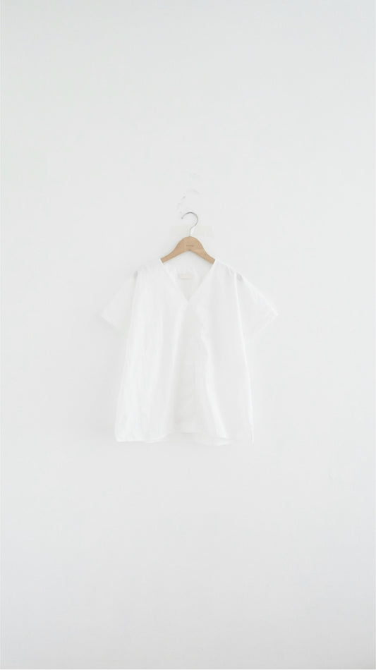 sheersense v-neck blouse in white