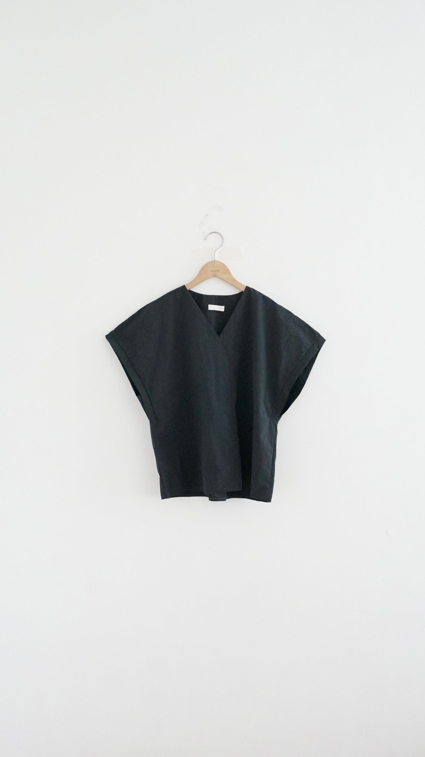 sheersense v-neck blouse in charcoal (pre-order)