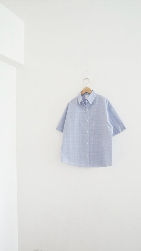plain grid shirt in baby blue