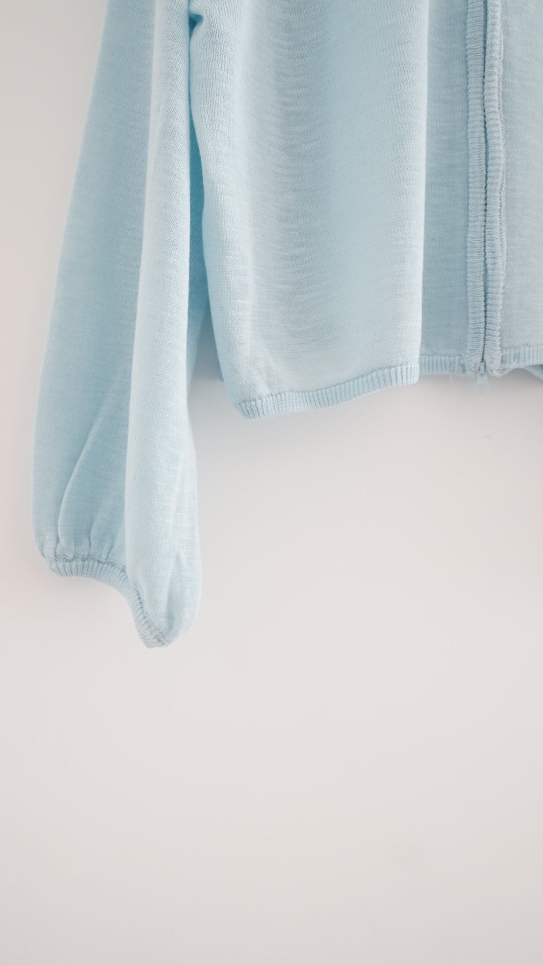 lucca linen blend sheer knit hoodie in sora (pre-order)