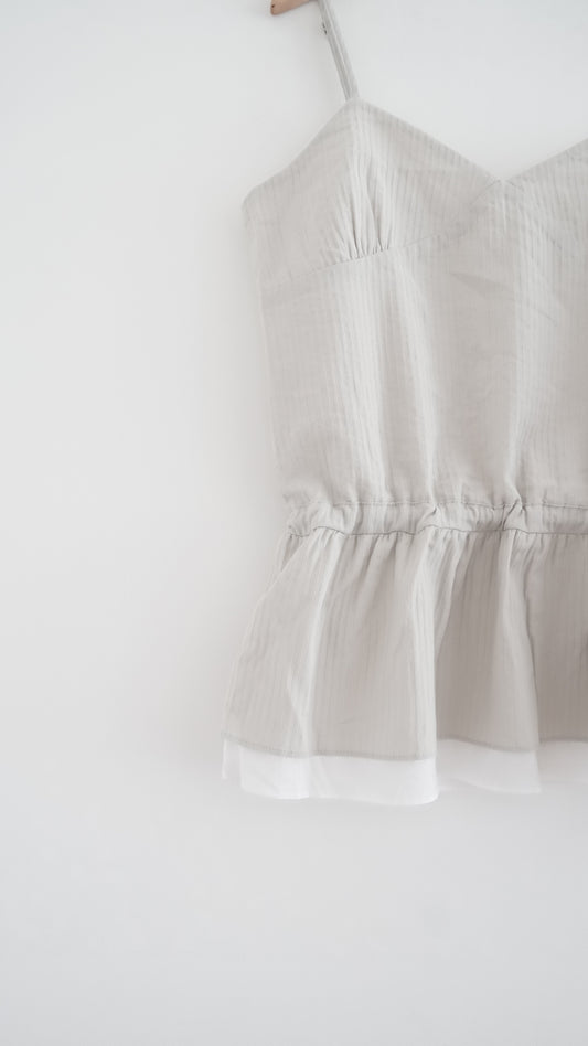 drawstring peplum camisole in light grey (pre-order)